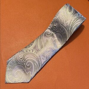 Sean John Silver Green Paisley Silk-Blend Tie